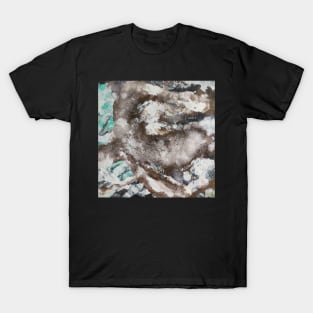 White Turquoise Abstract Painting T-Shirt